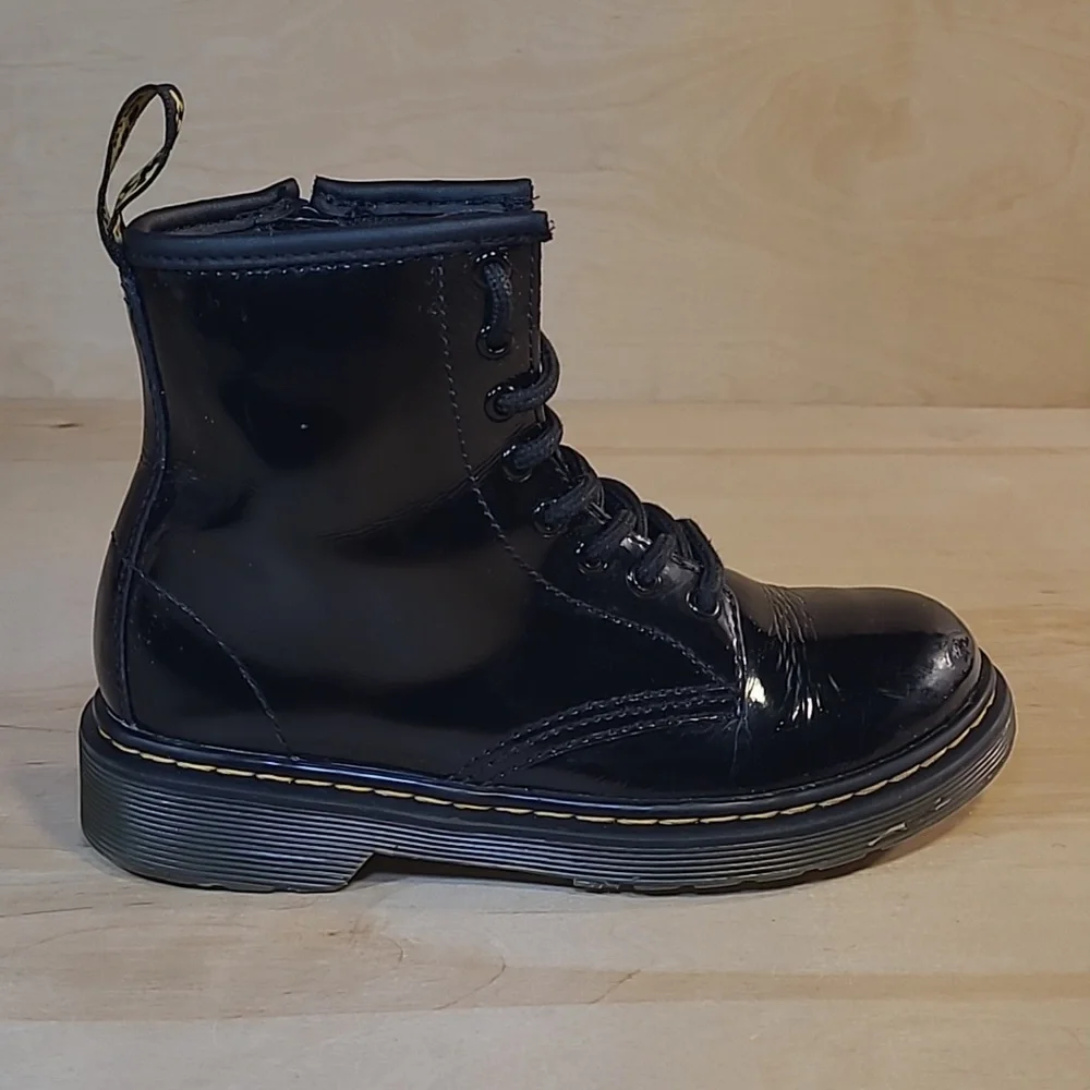 Dr. Martens 1460 J Black Patent Leather Kids Boots Size 1 Youth - Picture 4 of 14